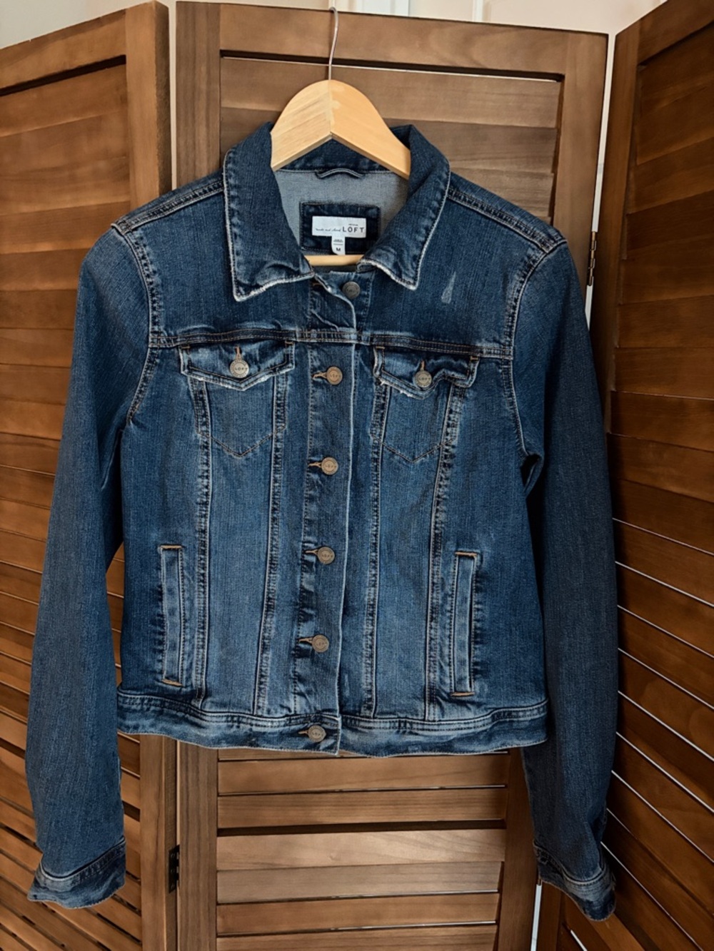 LOFT Classic Dark Blue Denim Jean Jacket